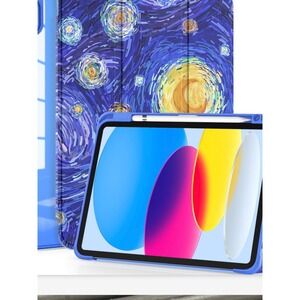 OKP iPad 10th 11thGen Case10.9 11 Inch Starry Night Van Gogh Trifold Stand A2696